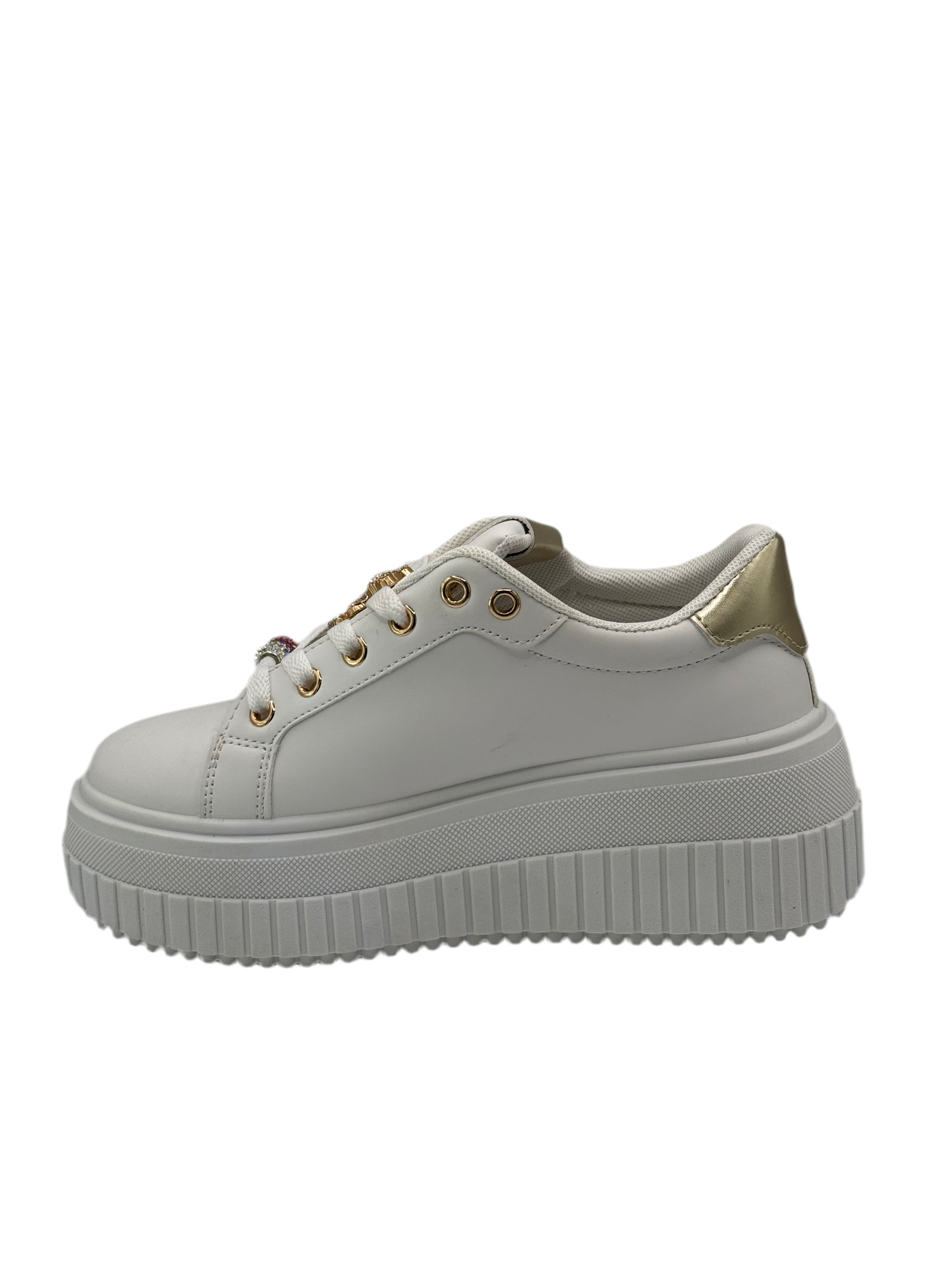 Francesca_sneakers alta bianca con accessori