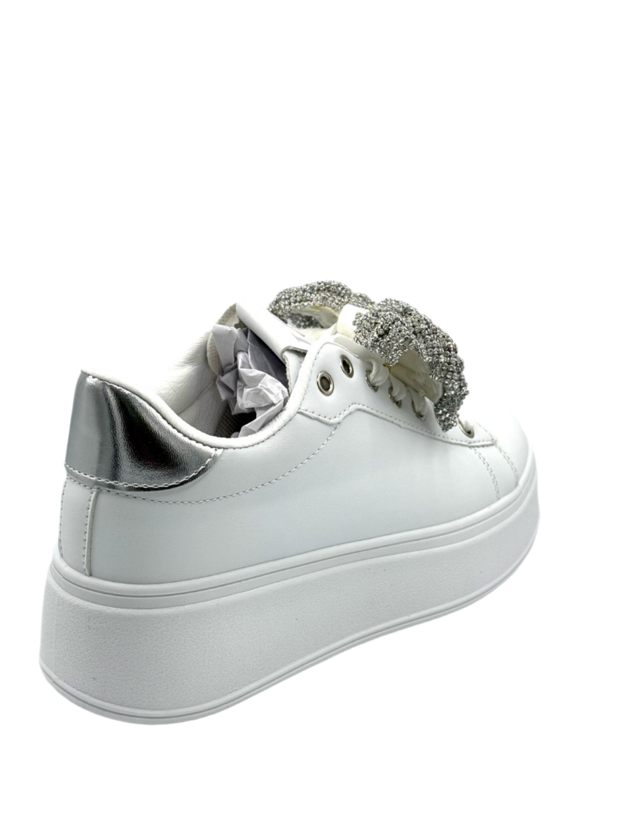 Giovanna-Sneakers fiocco donna argento