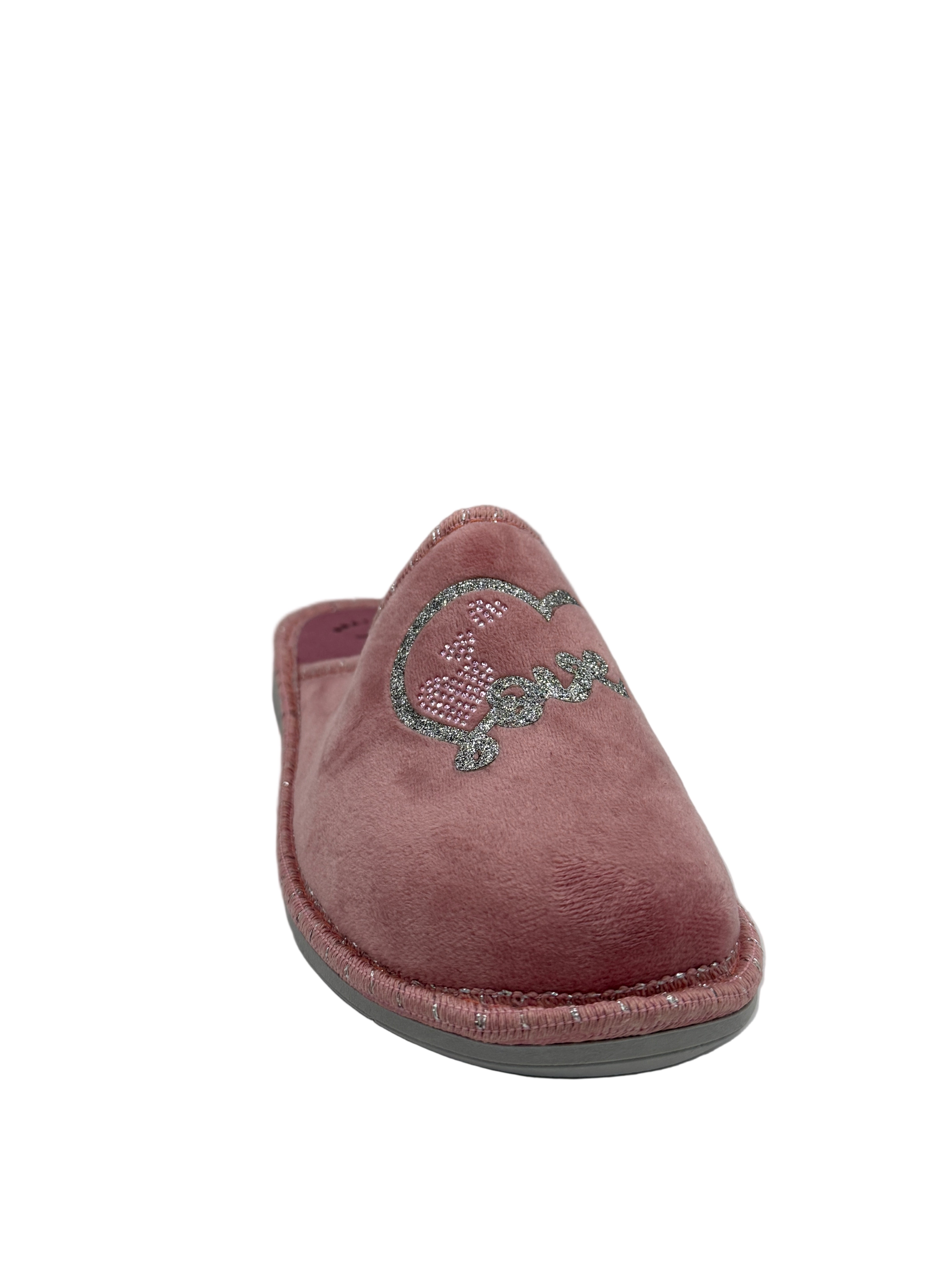 Pamela_pantofola rosa con scritta love e cuori