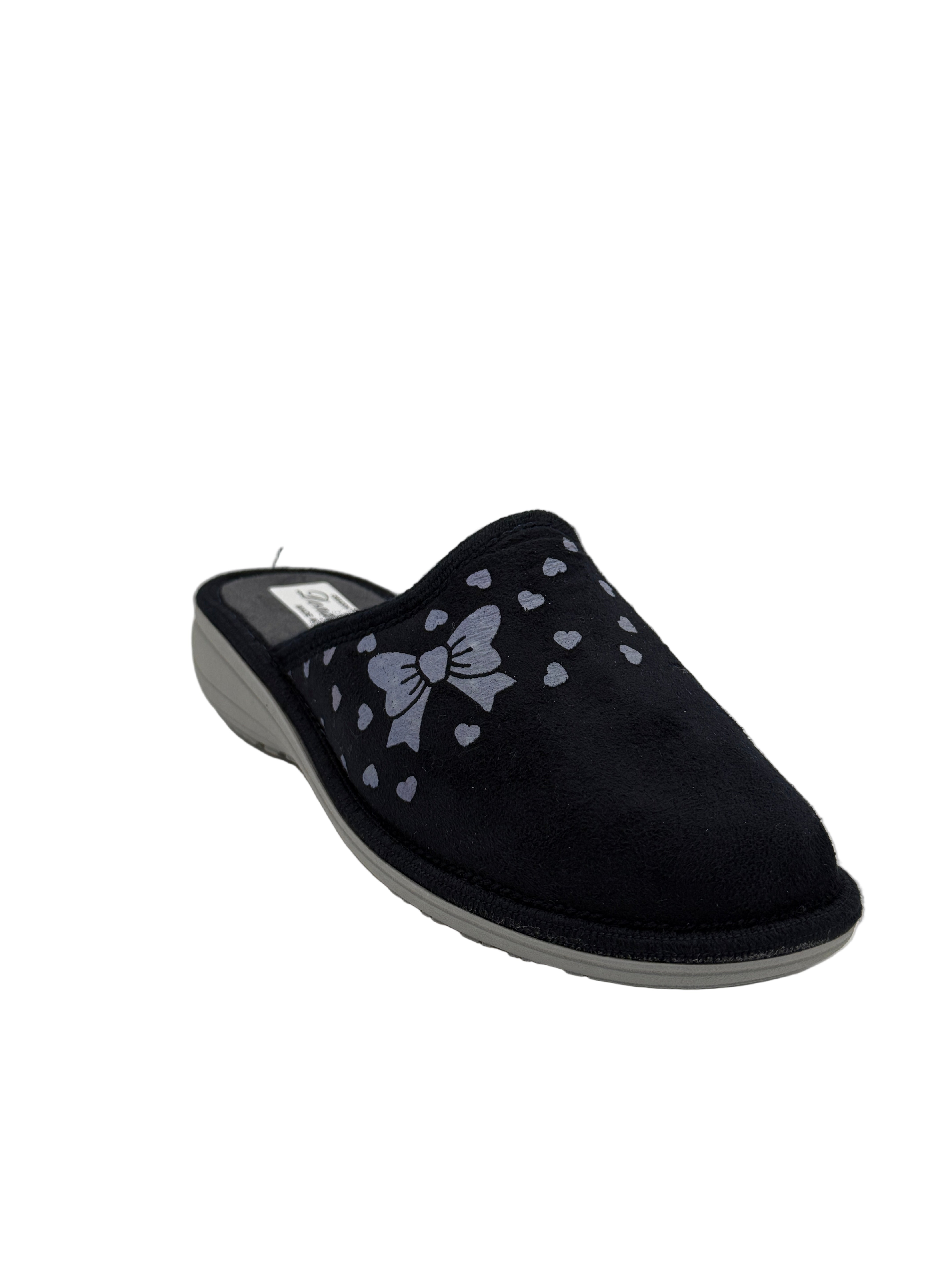 Elena_pantofola blu con fiocco e cuori