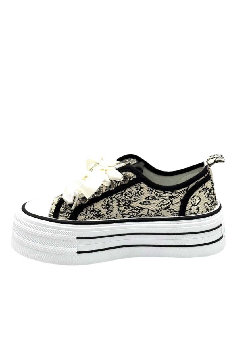 Greta -Sneakers beige con ricamo