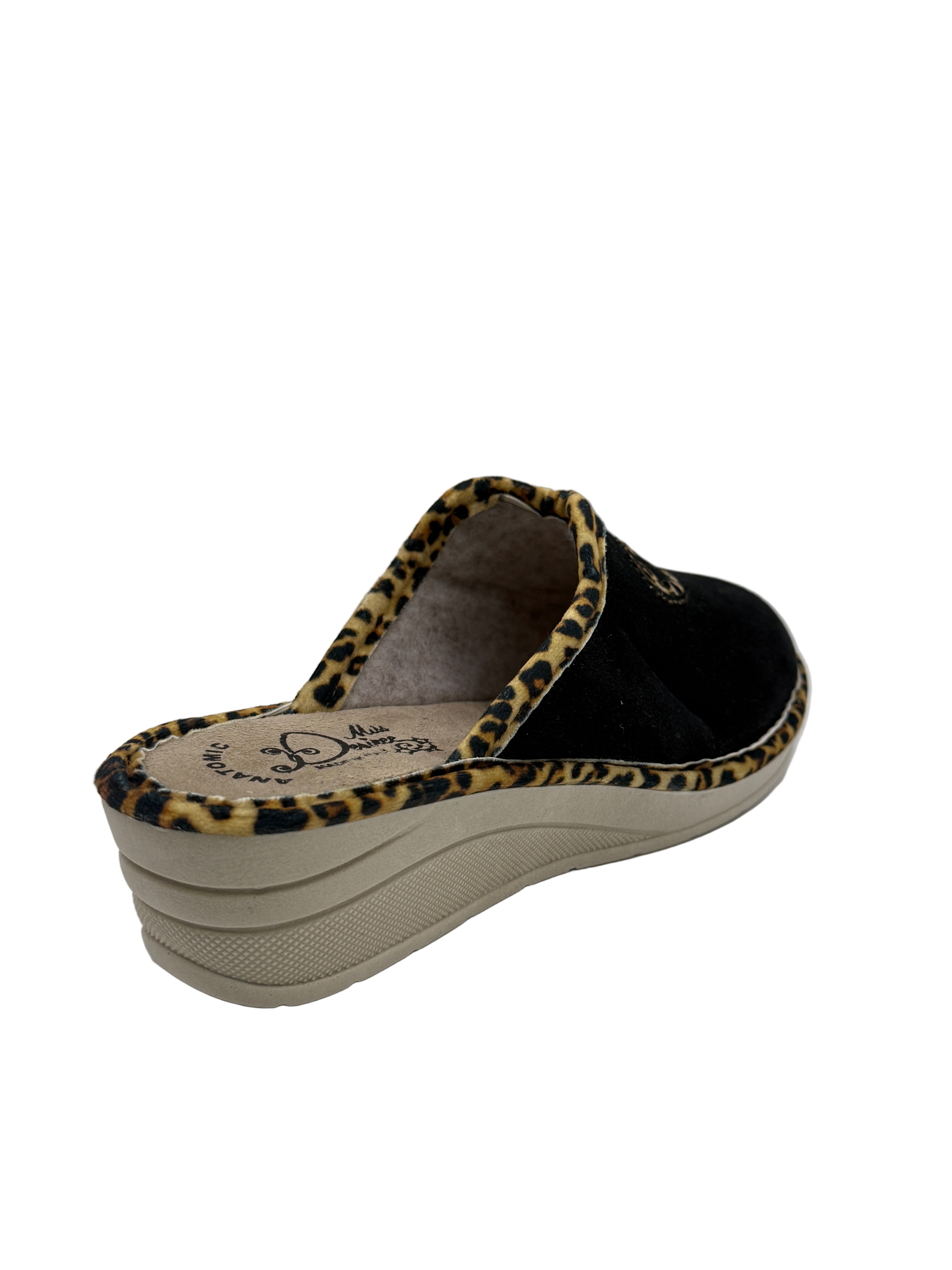 Mirella_pantofola con zeppa nera e leopardata