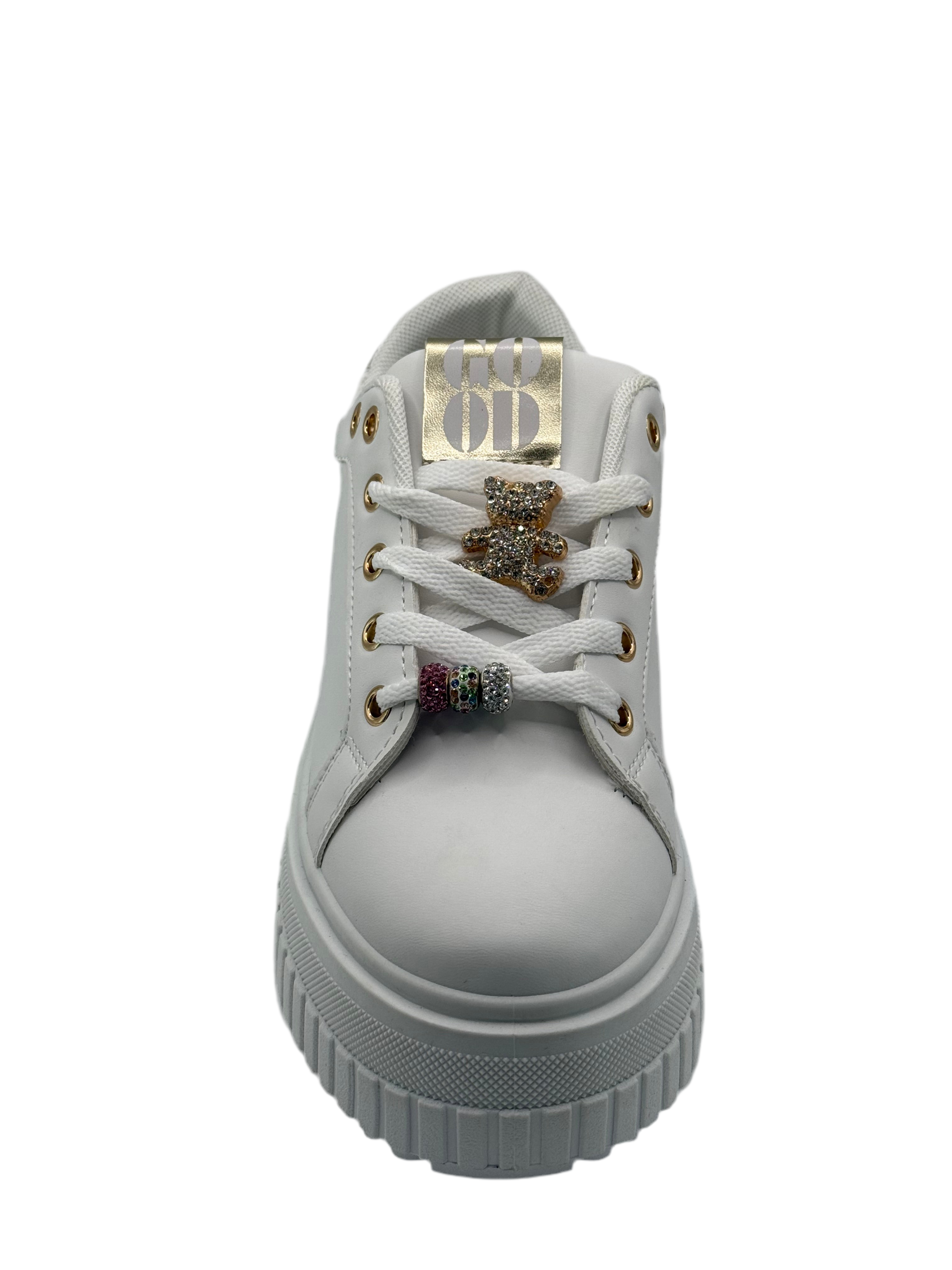 Francesca_sneakers alta bianca con accessori