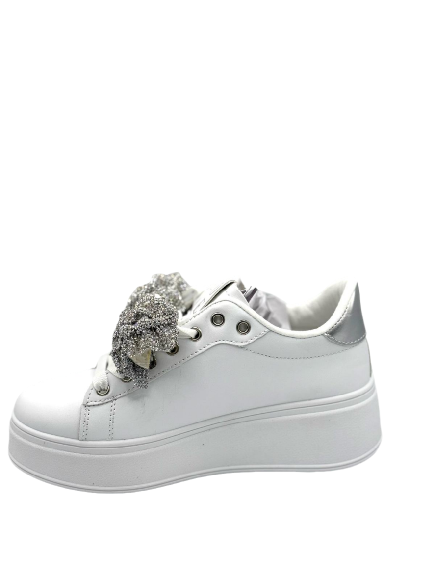 Giovanna-Sneakers fiocco donna argento