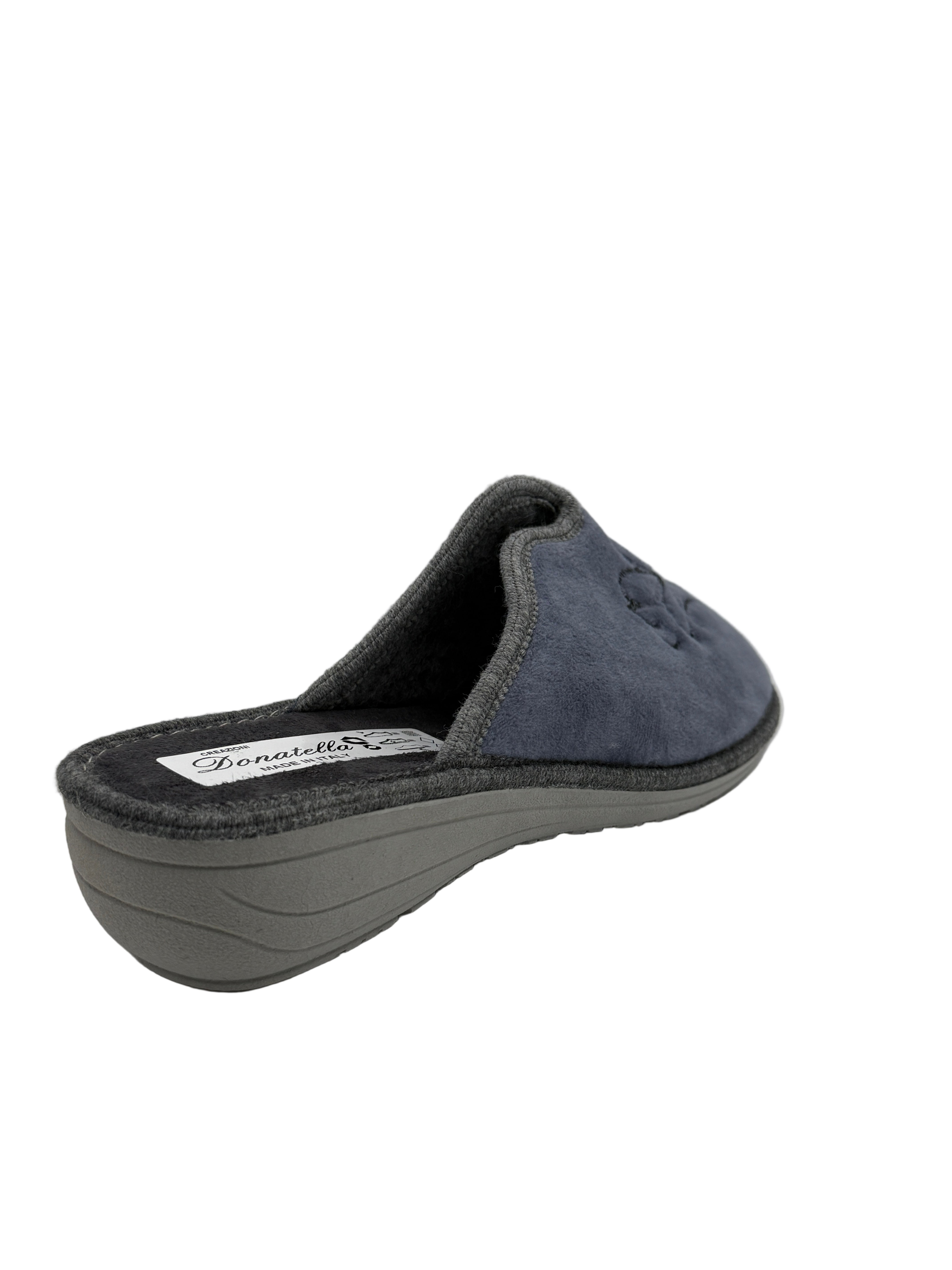 Cecilia_pantofola grigia con ricamo fiore