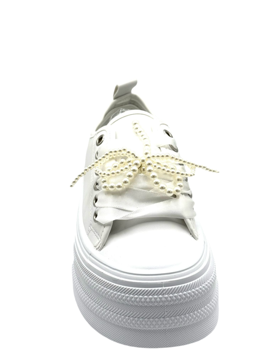 Marika-Sneakers bianca con perline