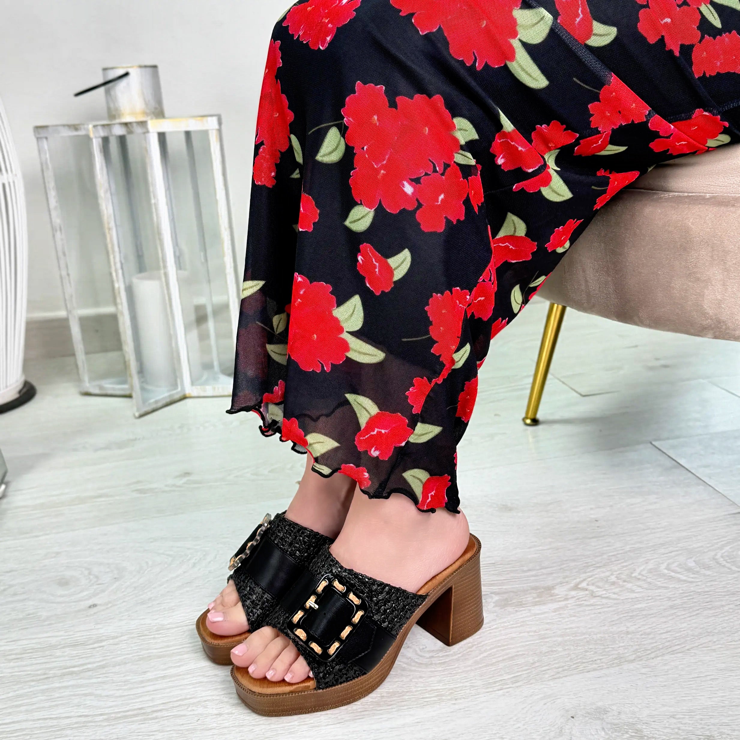 Anais ciabatta nera con tacco