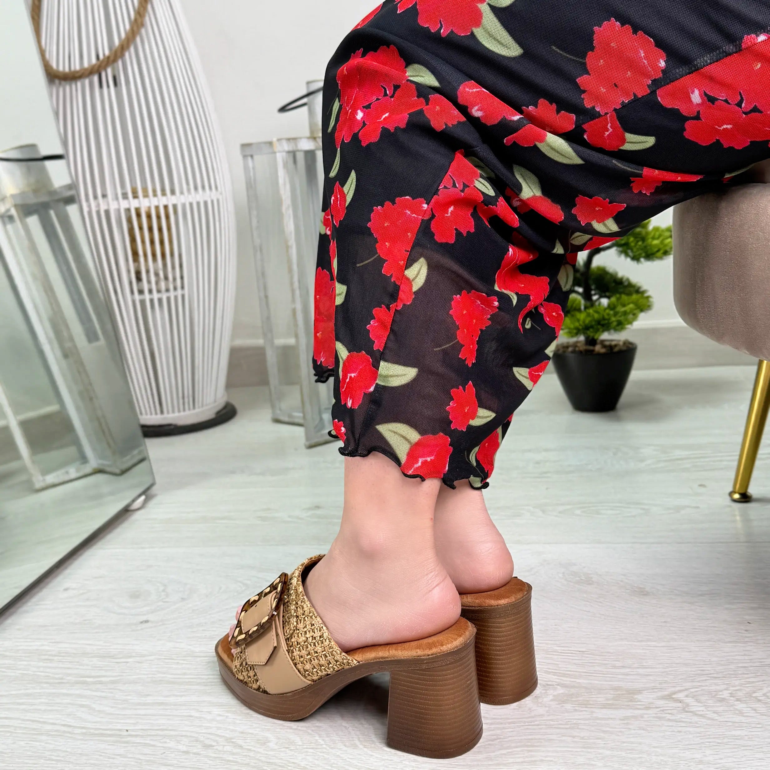 Anais ciabatta color khaki con tacco
