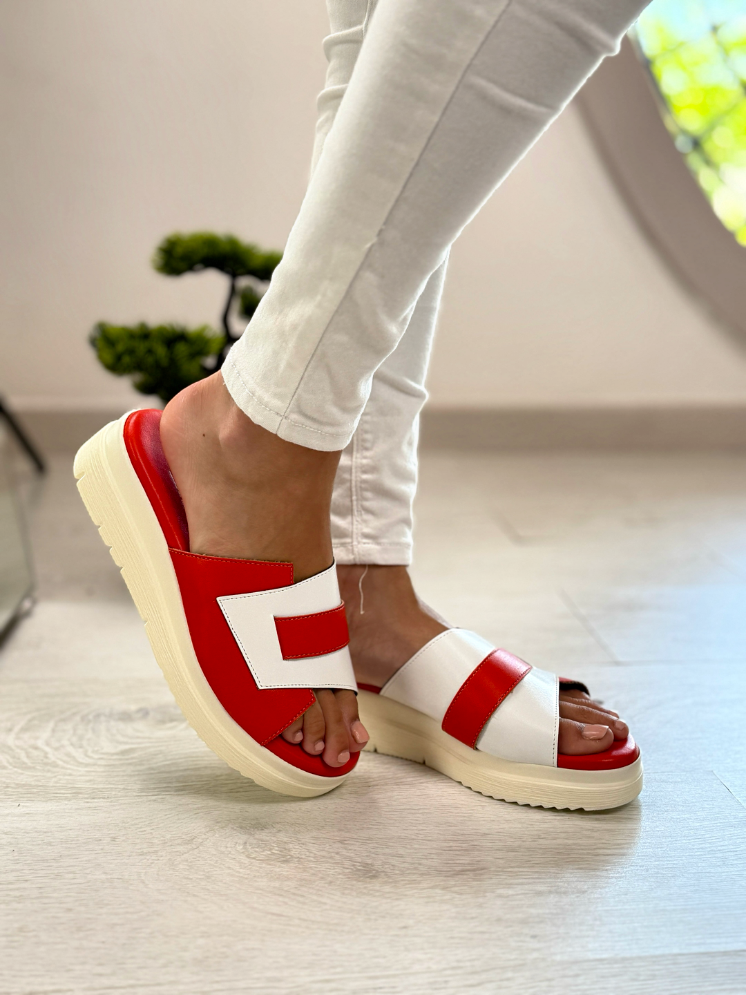 Osmose de Paris_ciabatta in memory color corallo e  bianca