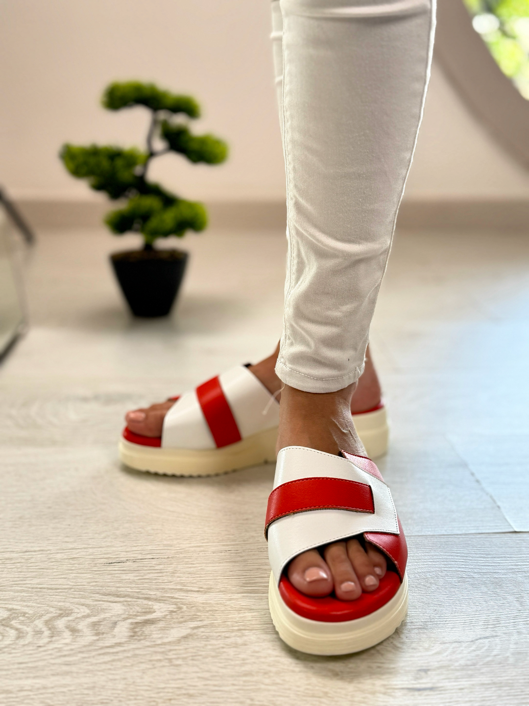 Osmose de Paris_ciabatta in memory color corallo e  bianca