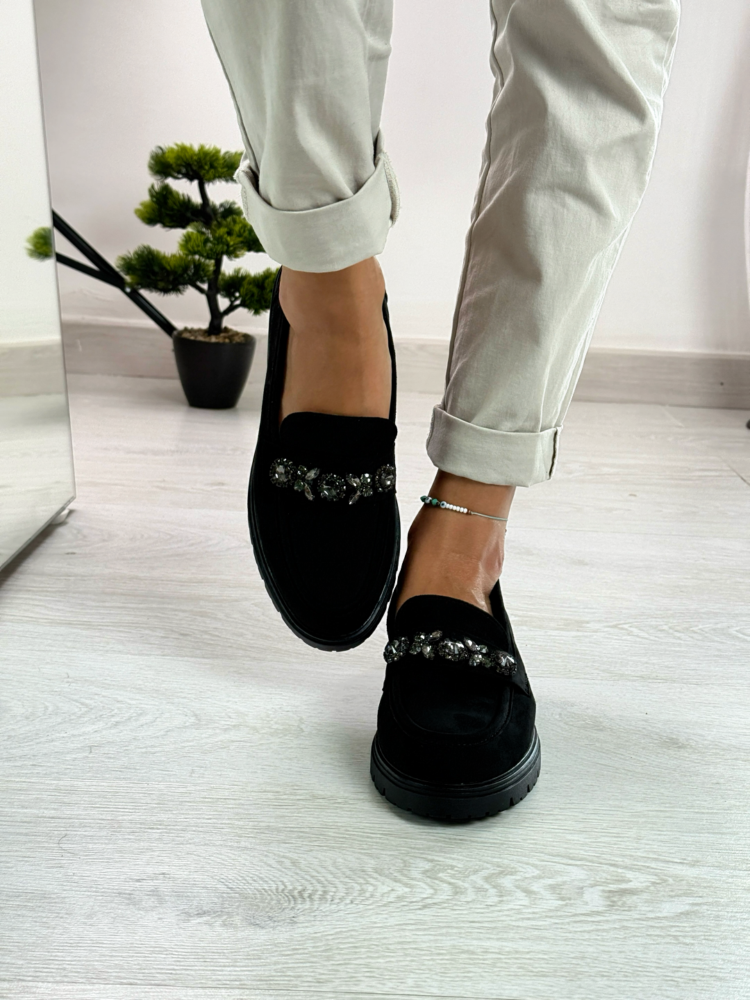 kelly_mocassino nero in camoscio