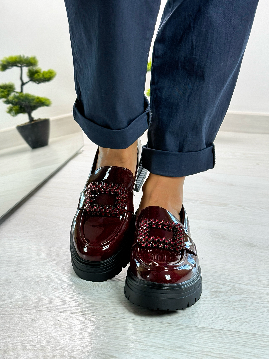 Dafne_mocassino bordeaux in vernice