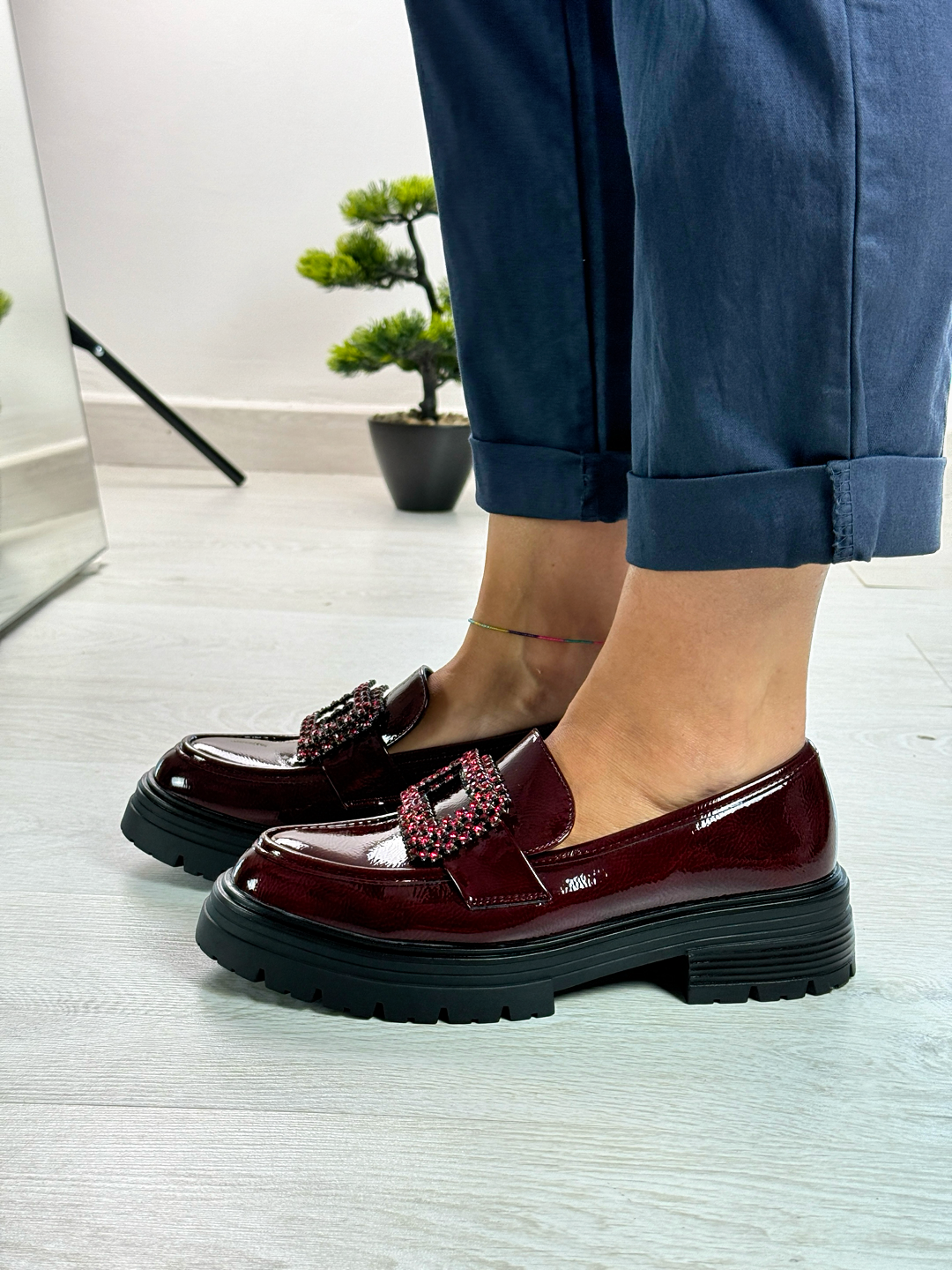 Dafne_mocassino bordeaux in vernice