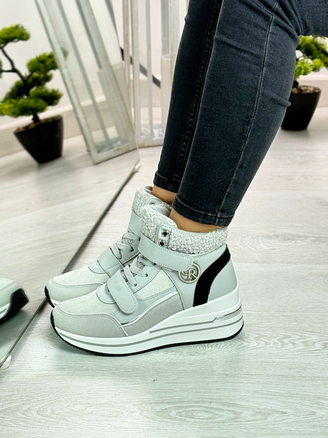 Ellie_sneakers grigie felpate all’interno