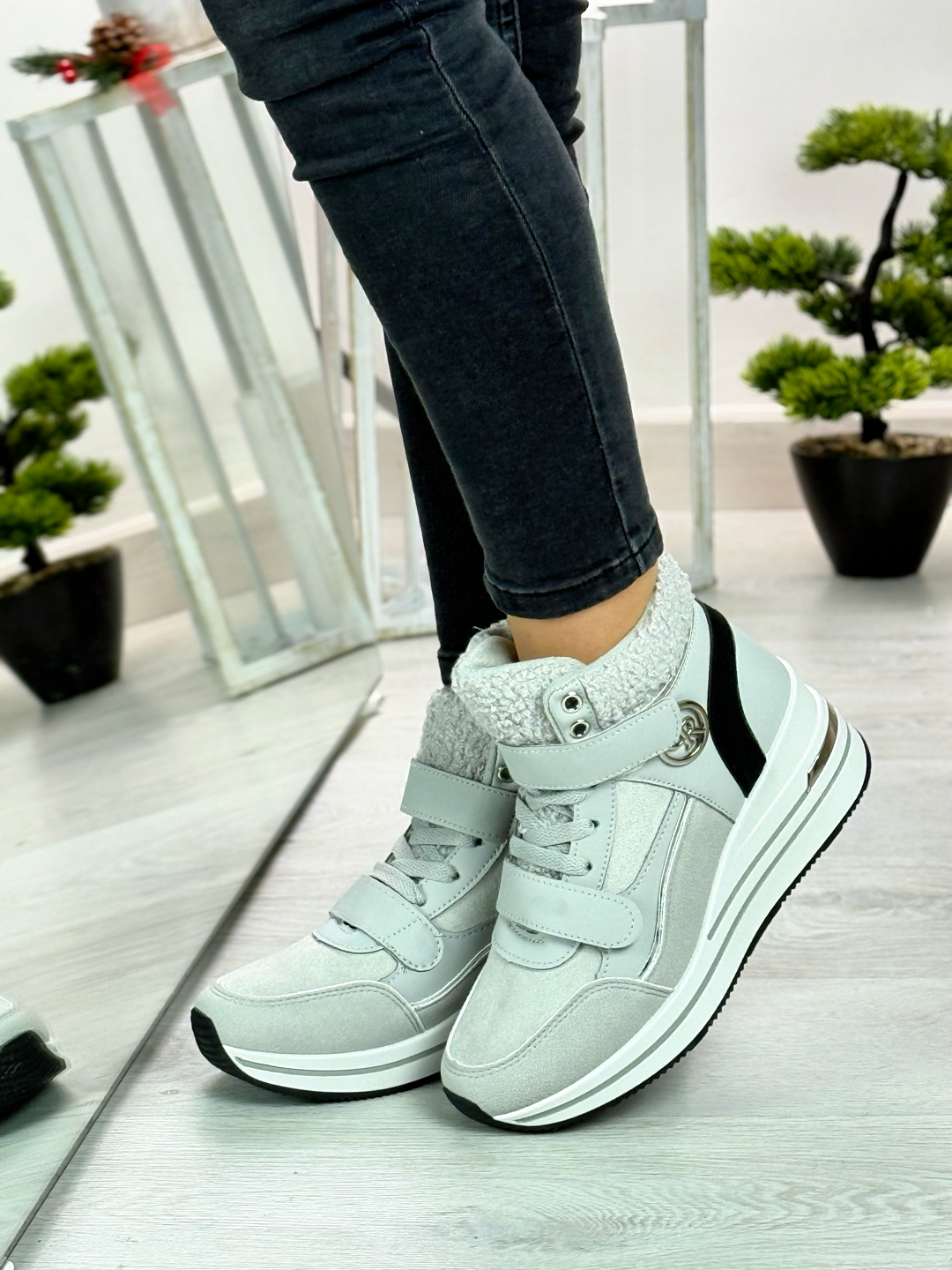 Ellie_sneakers grigie felpate all’interno