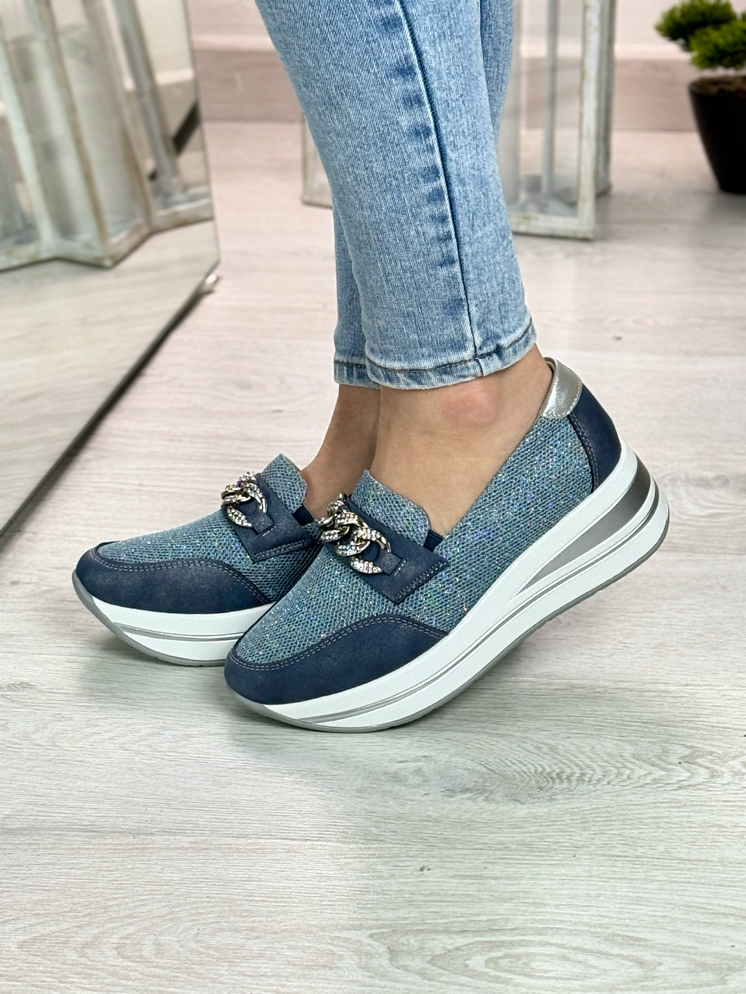 Meredith_mocassino comodo jeans con zeppa