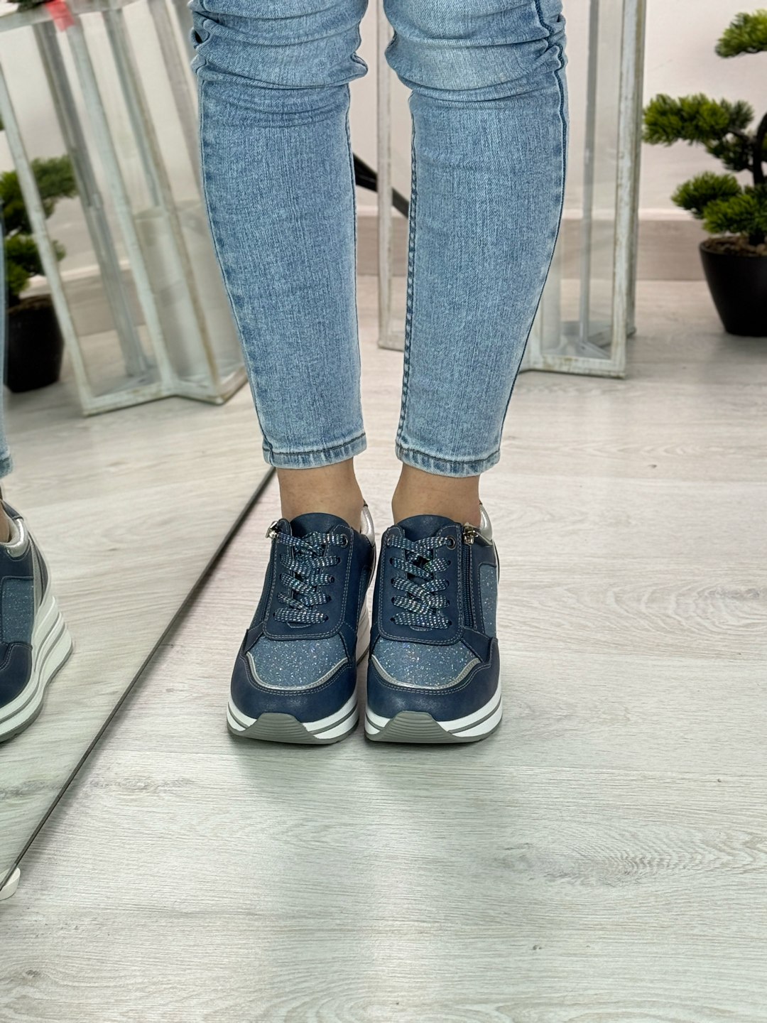 Tessa_sneakers comoda jeans con zeppa