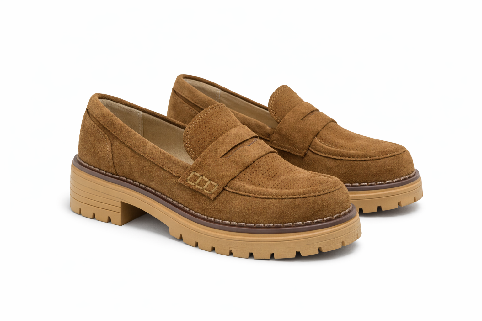 Margaret_mocassino in camoscio color camel