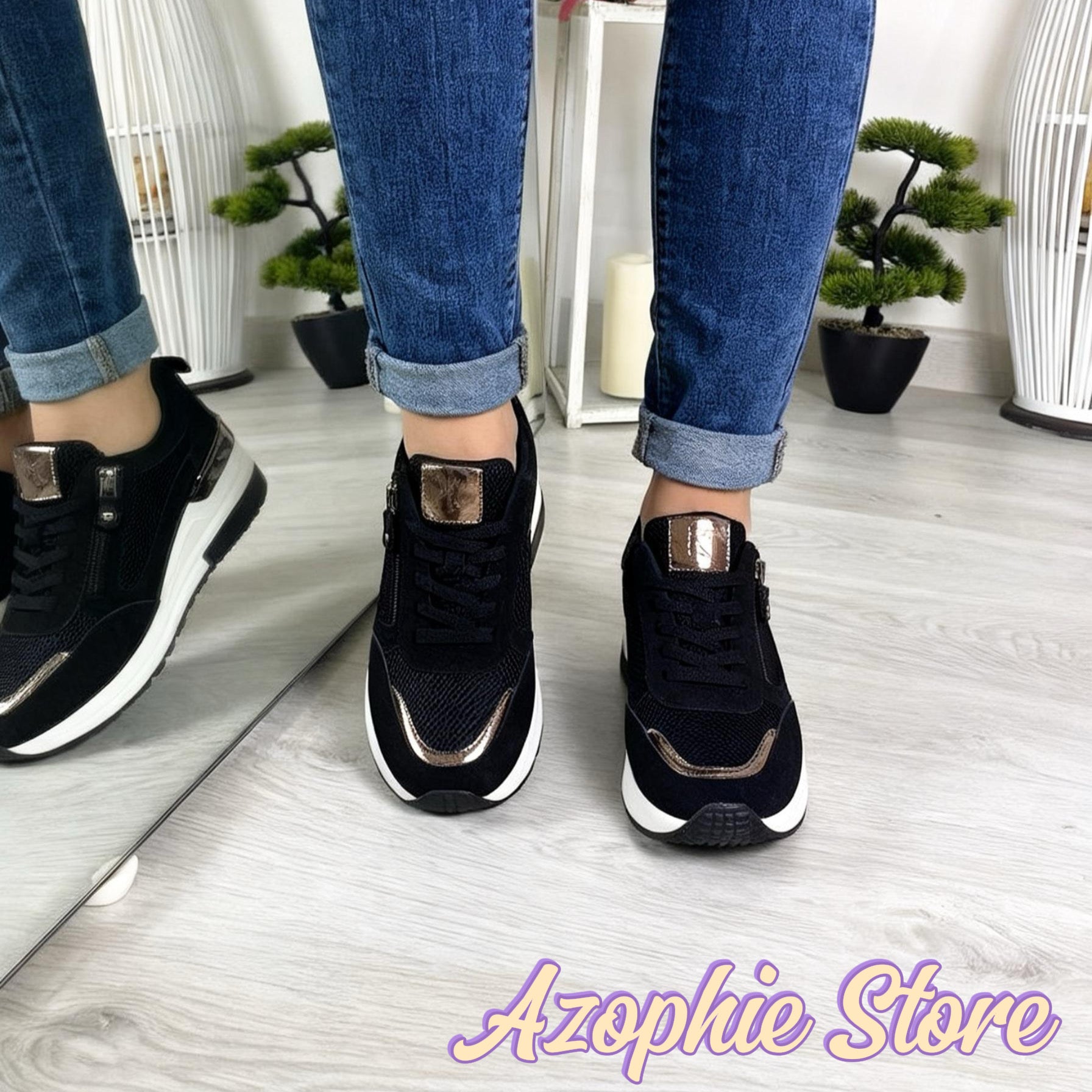 Axa_sneakers nera con zeppa