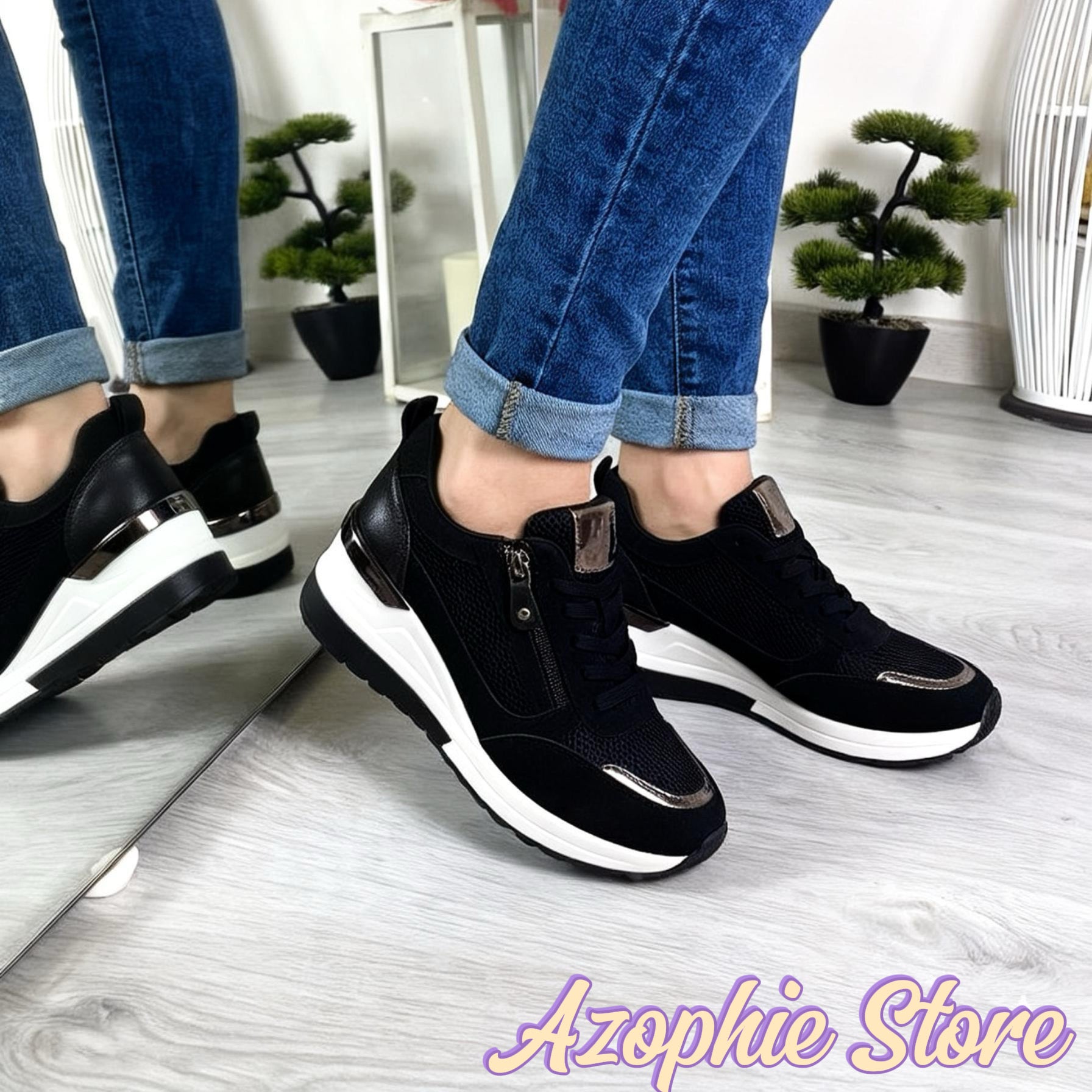 Axa_sneakers nera con zeppa