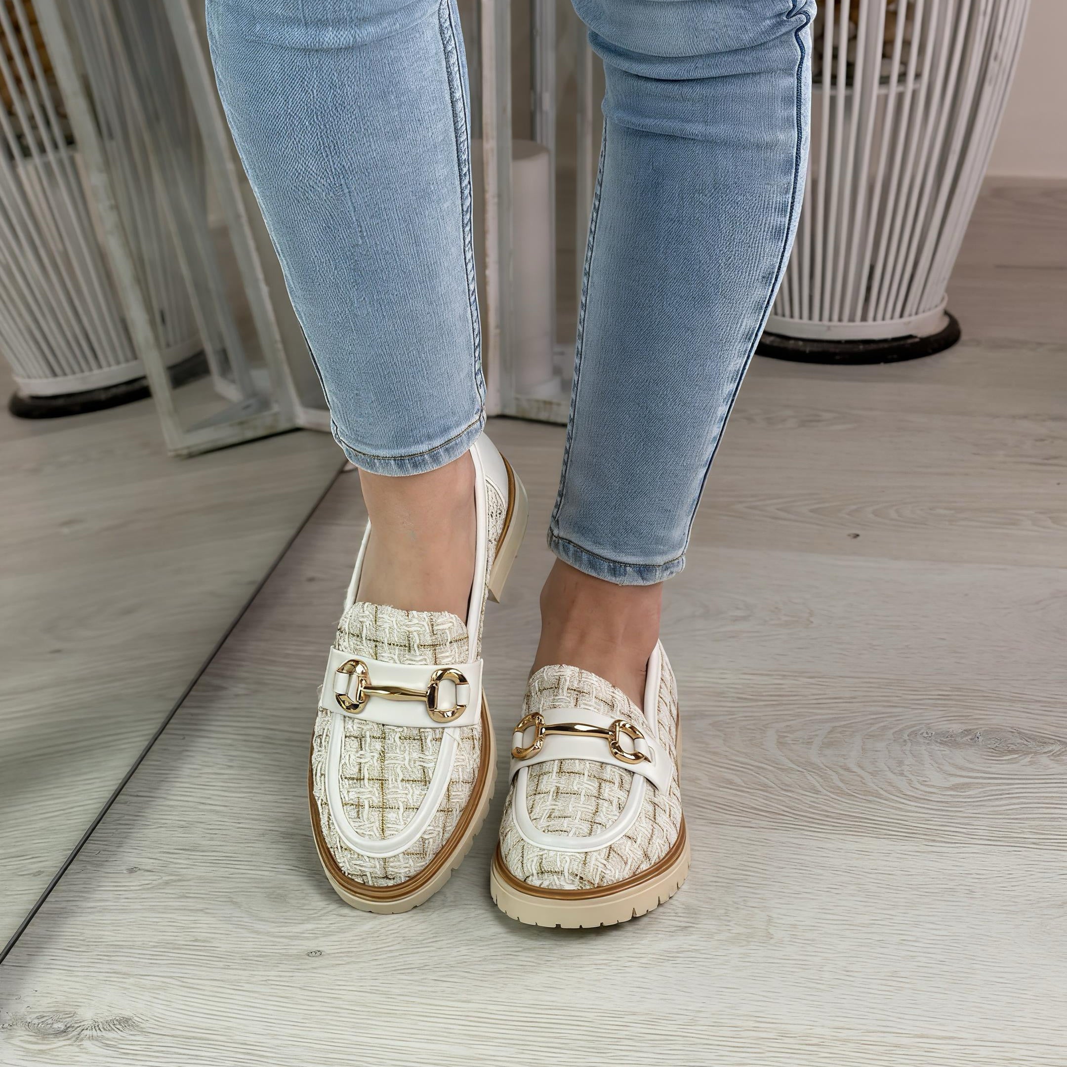 Carmen mocassino bianco beige