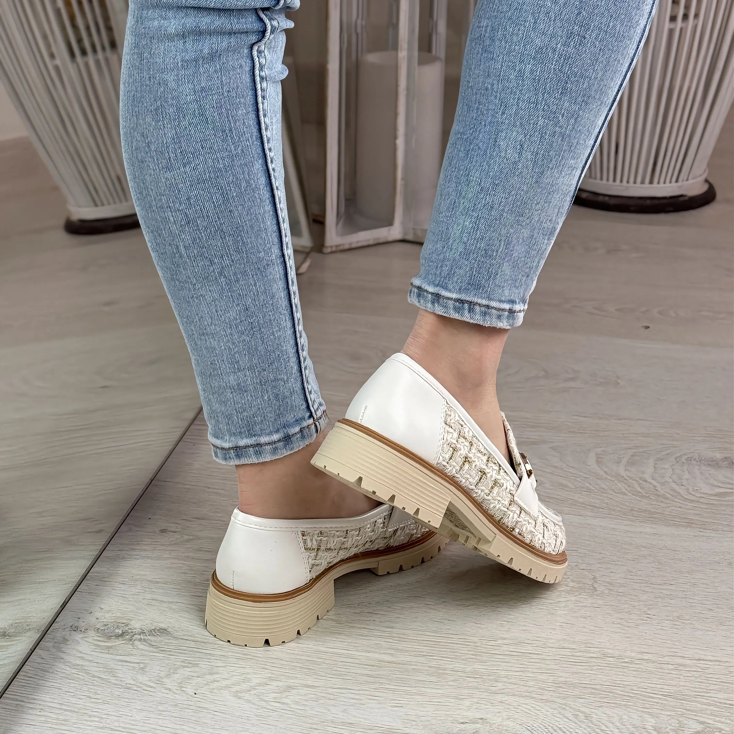 Carmen mocassino bianco beige