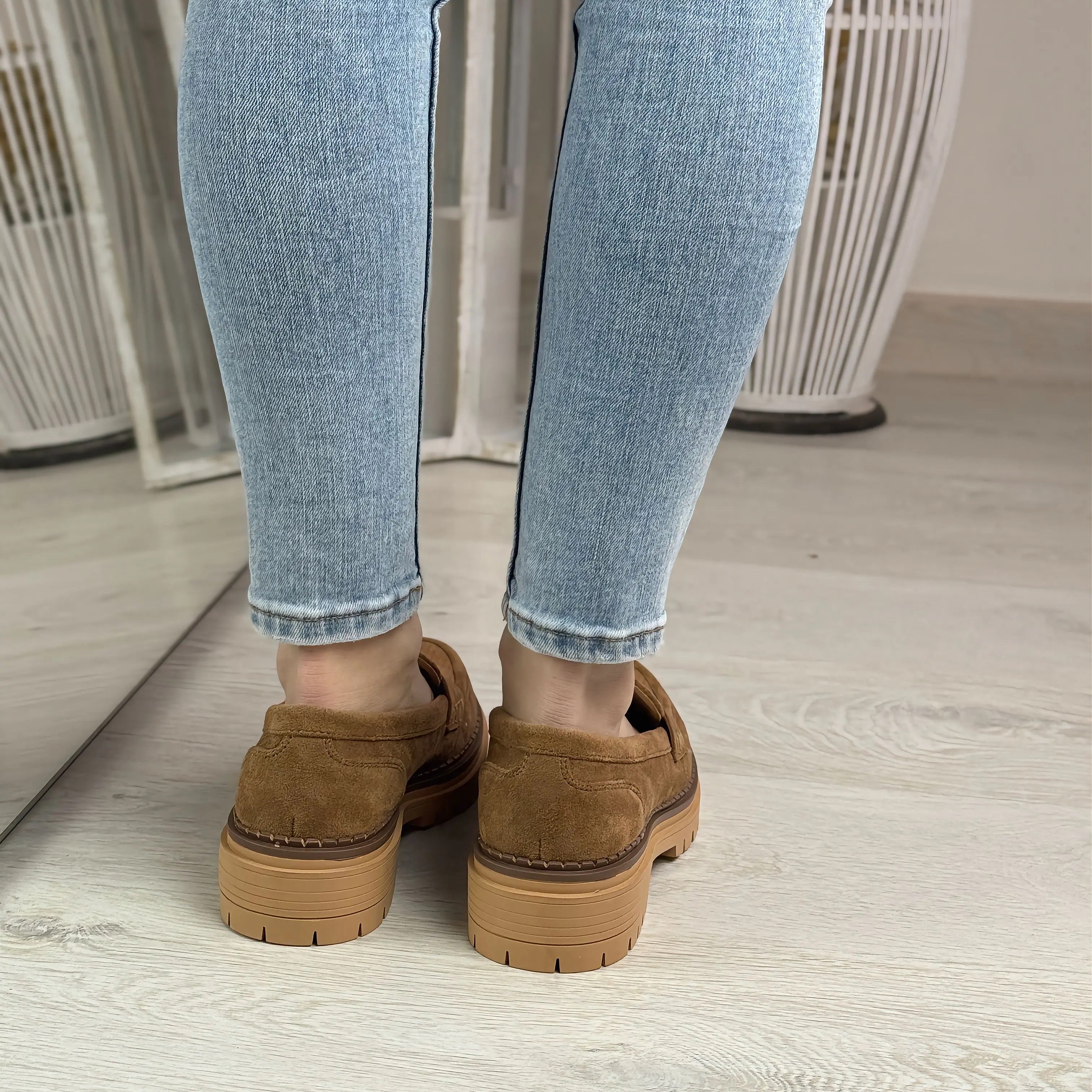 Margaret mocassino in camoscio color camel