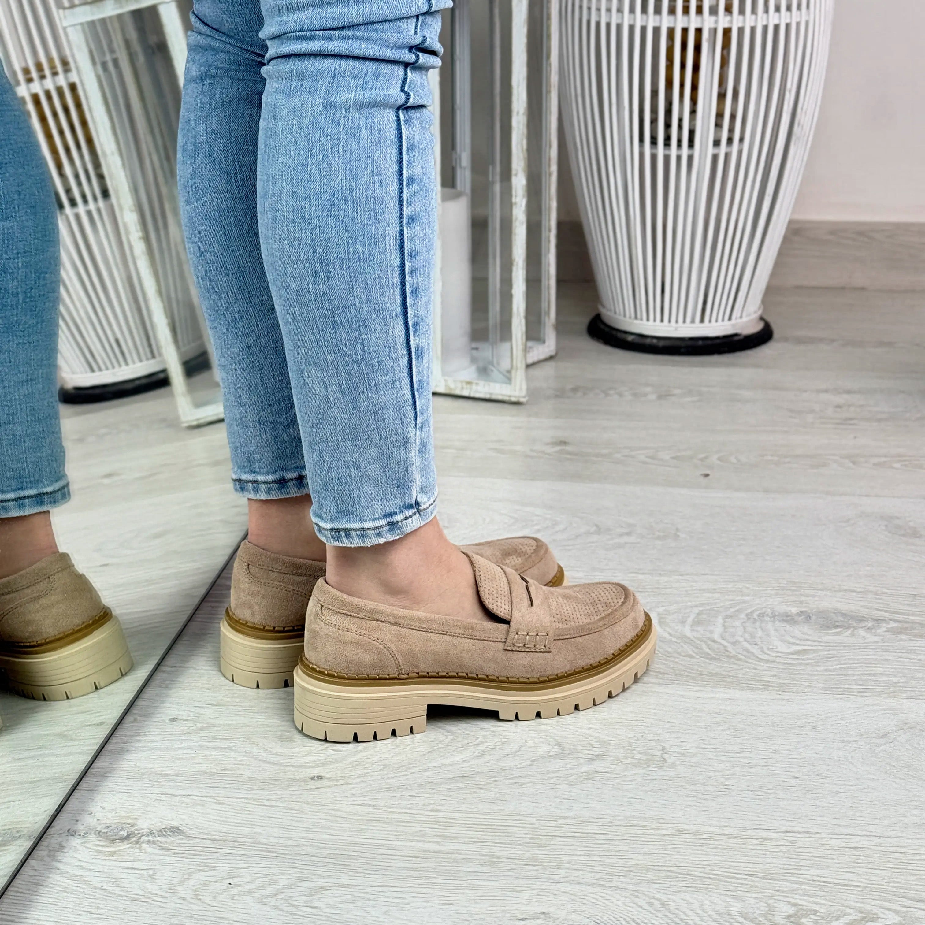 Margaret mocassino in camoscio beige