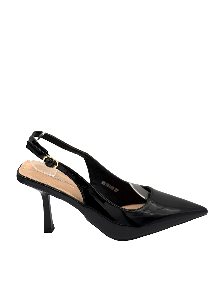 Isabell-décolleté nero in vernice