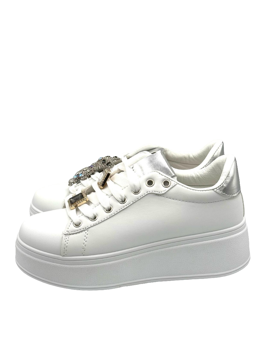 Lara-Sneakers bianca e argento