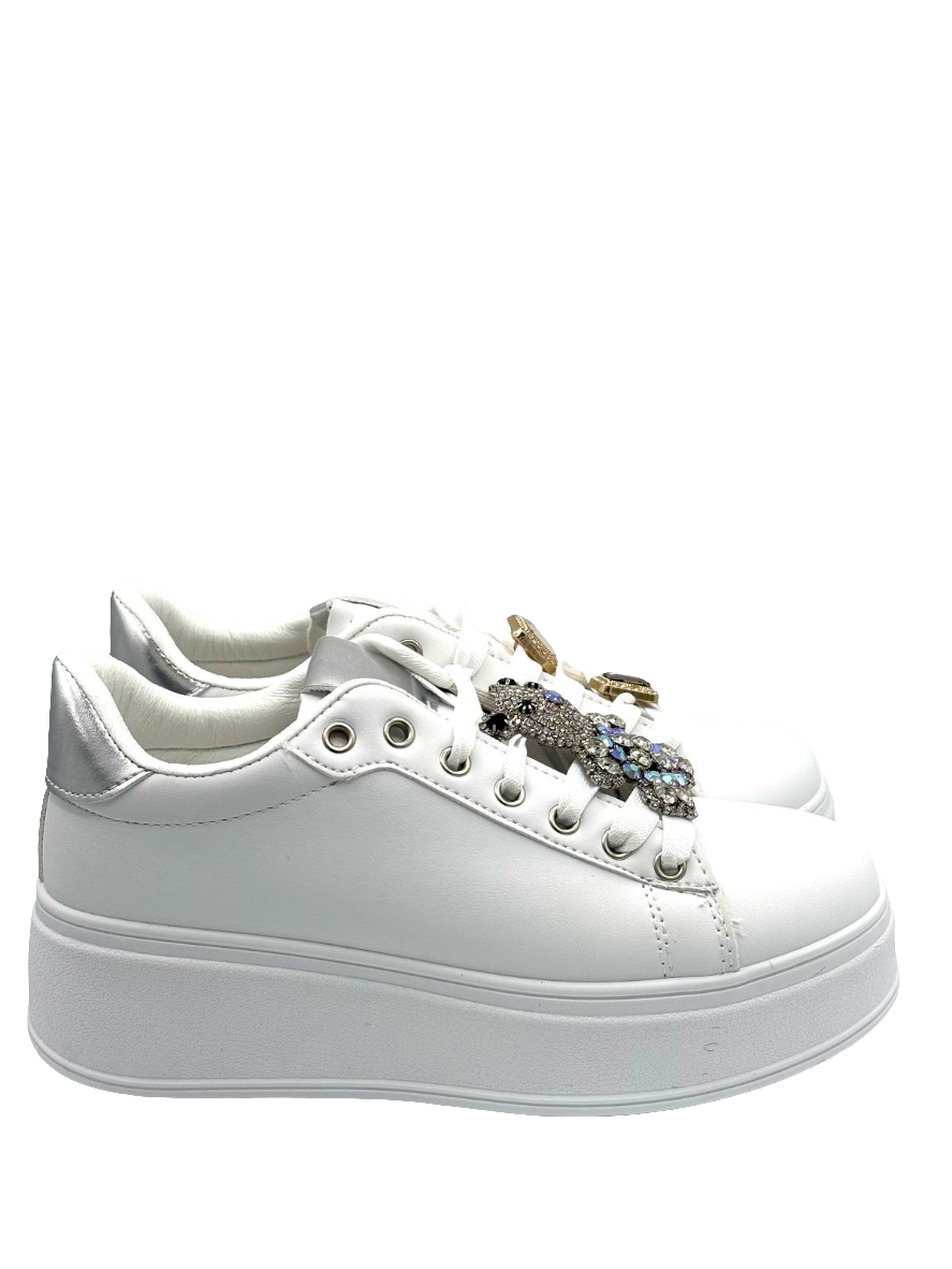 Lara-Sneakers bianca e argento